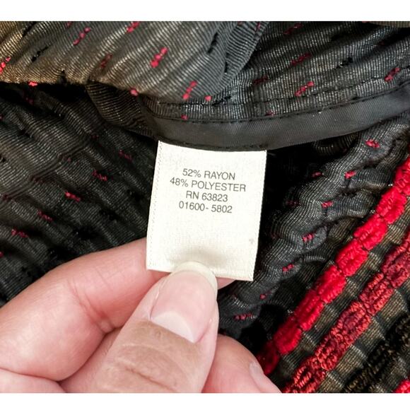 VINTAGE Christopher & Banks Red Striped Button-Up Coat Womens Size XL - Picture 4 of 7